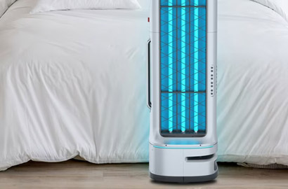 左右3本ずつのUV-Cランプで50cm以内の細菌を99.999%除去