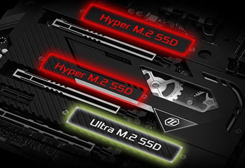 ヒートシンク付きHyper M.2スロットを装備