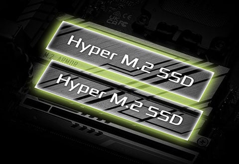 ヒートシンク付きHyper M.2スロットを装備