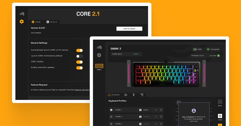 「Glorious Core」によるカスタマイズに対応