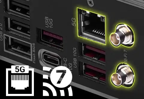 5ギガビットLAN、Wi-Fi 7モジュールを搭載